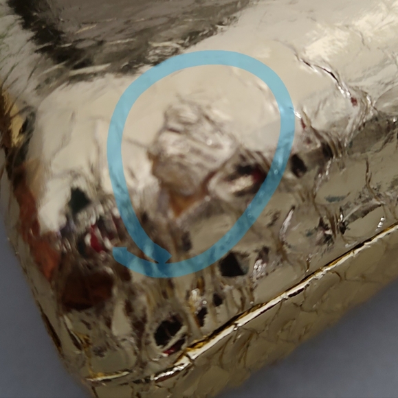 Vintage Metal Purse 6" x 4 " with Faux Diamond Rhinestones Long Chain Color gold - Picture 16 of 16